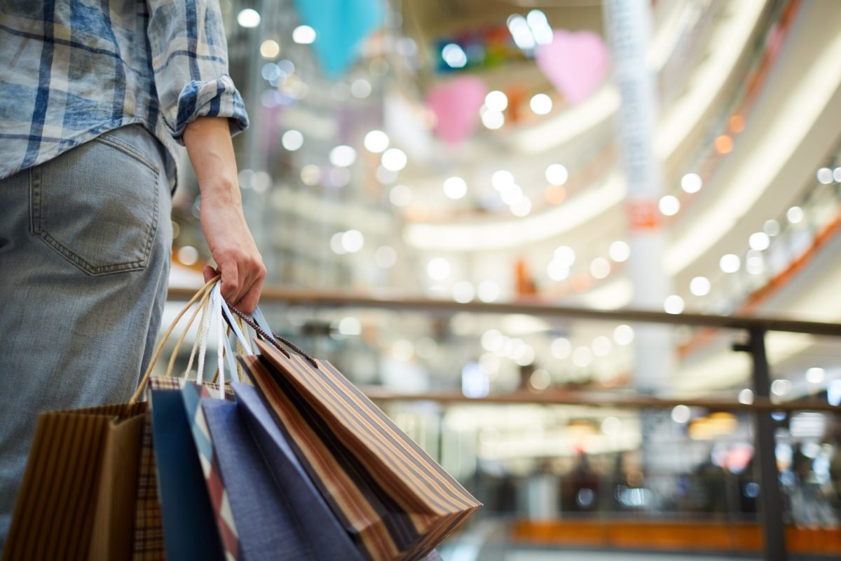person with shopping bags in their hand